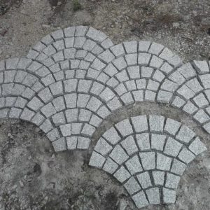G603 Grey Granite Meshed Cobblestone Fan shaped Granite Exterior Paver stone
