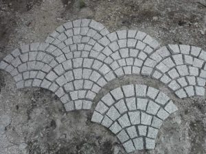 G603 Grey Granite Meshed Cobblestone Fan shaped Granite Exterior Paver stone