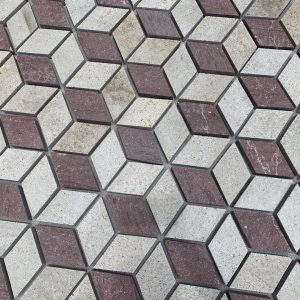 Mixed G603 granite cobble stone on mesh